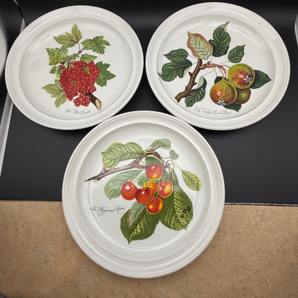 Vtg Portmeirion Pomona Dinner Plates Set of 3 10." Fruit Botanical Cottage